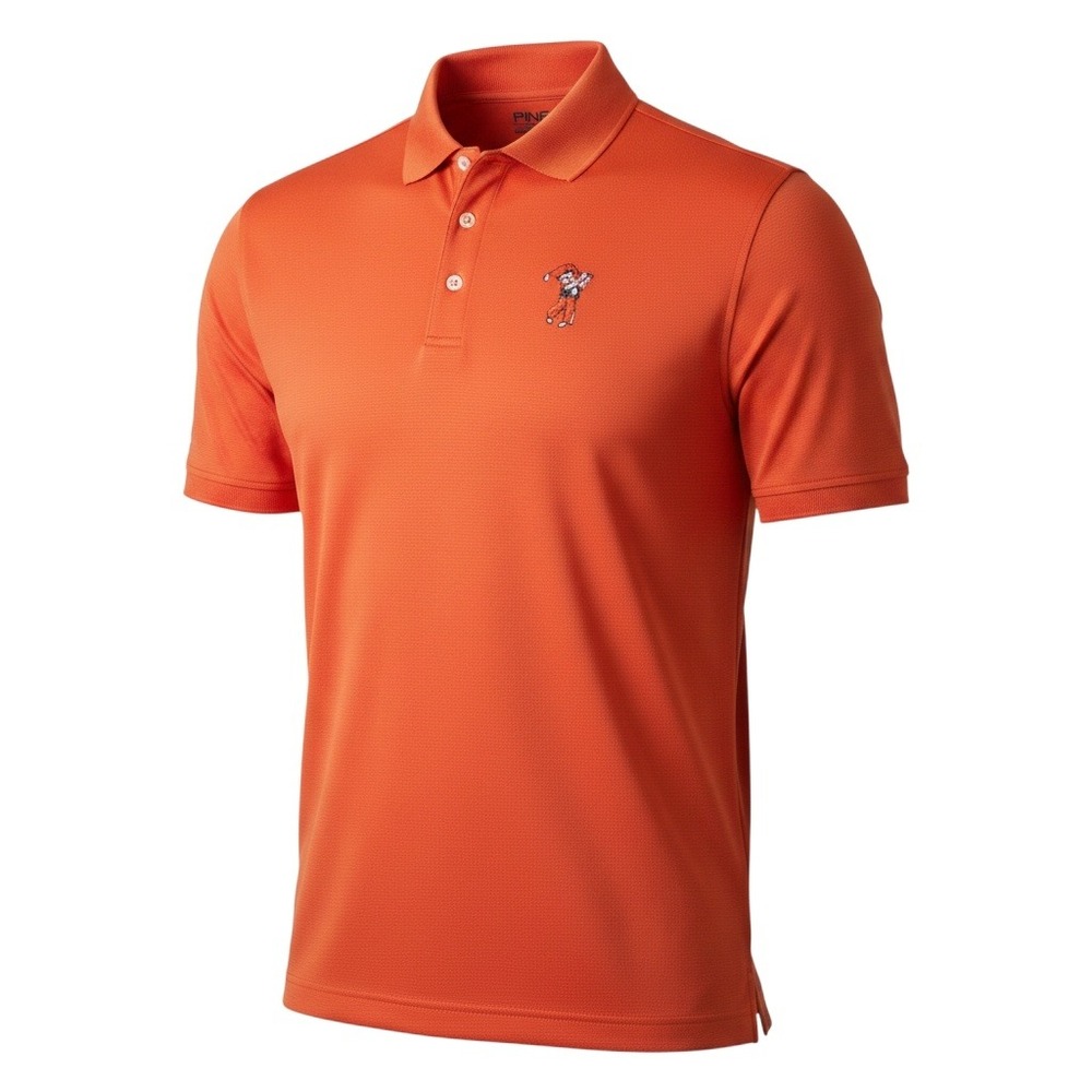 PING Performance Golf Polo Shirt Mens Small Orange Short Sleeve Mascot Logo S